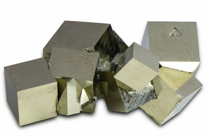 Shiny, Natural Pyrite Cube Cluster - Navajun, Spain #361789